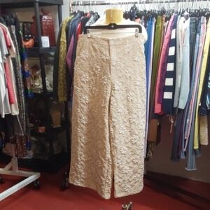 Floral Embroidered Wide-Leg Pants